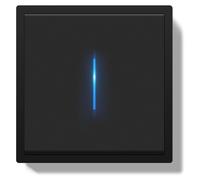 Interrupteur encastré pour éclairage mural, 1 module, 1 voie, dimensions 80 x 80 mm, couleur noire