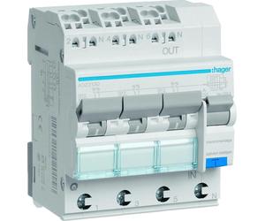 Interrupteur Hager FI-LS 3X 1P+N 6 kA B-13A 30 mA type A QuickConnect, 1 pièce.