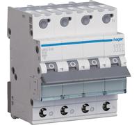 Interrupteur Hager LS, 3P+N, 6 kA, B-16A, QC, 4M, 1 pièce.