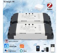 Interrupteur intelligent à contact sec Zigbee 1/2CH, ouvre-porte de garage, carte relais sur rail DIN, module RF433, 12V 24V 230V, compatible avec Tuya Alexa 2CH AC 85-250V