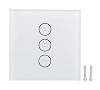 Interrupteur Intelligent pour Rideau, Commutateur d'écran Tactile WiFi en Verre Trempé, Compatible avec Home, IFTTT, Tuya, Commande Vocale APP(blanche)