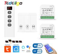 Interrupteur intelligent pour rideaux Tedeligo Tuya WiFi RF, module de commande pour stores enrouleurs 110V 220V avec télécommande sans fil, compatible avec Alexa 3 Controller 1 T 3 W
