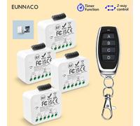 Interrupteur intelligent sans fil 433Mhz, télécommande, AC 110V 220V 230V 240V 10A 3000W, mini relais récepteur 2 voies pour lampe, lumière LED 4 receiver 1 remote