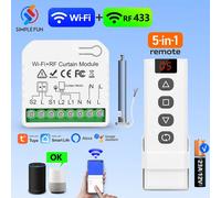 Interrupteur intelligent WiFi RF pour rideaux, module Tuya Smart Life pour stores enrouleurs, télécommande 5-en-1, minuterie, Google Home Alexa 5Receiver 1Remote