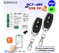 Interrupteur intelligent WiFi RF TUYA DC 12V 24V 48V 2CH Relais à contact sec Contrôle à distance sans fil pour Google Home Alexa Lumière Ventilateur 1Receiver 3Remote
