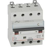 Interrupteur Legrand FI/LS, type A, 6 kA, C 16 A, 4 pôles, 30 mA, 4 TE, 1 pièce.
