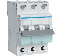 Interrupteur LS Hager 3 pôles 6 kA caractéristique C 6 A QuickConnect Hager MCS306, 1 pièce.