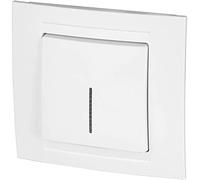 Interrupteur marche/arrêt UP avec LED - tout-en-un - Cadre + insert encastré + couvercle (série M1 blanc pur)
