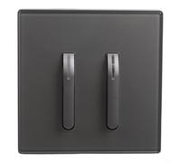 Interrupteur mural 1 voie LED en verre trempé avec fonction de réinitialisation automatique Gris 86 x 86 mm Utilisation domestique (2 voies, 2 voies)