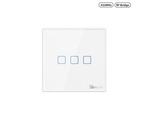 Interrupteur mural intelligent sans fil SONOFF T2EU-RF 433MHz - 3-Gang - Blanc