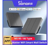 Interrupteur mural intelligent SONOFF M5 80/86 Type Matter avec bouton physique, mode relais détachable, programmation, commande vocale via Alexa Google Home