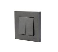 Interrupteur Mural Moderne, Double Allumage Simple Commande,250V 10A,Design Carré, Gris Anthracite, Montage Encastré,pour Maison et Bureau