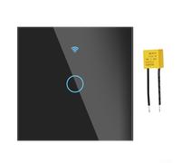 Interrupteur mural tactile intelligent pour écosystème Tuya avec condensateur compatible Wi-Fi 2,4 GHz et RF433 pour contrôle domotique (noir)