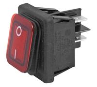 Interrupteur ON-OFF à bascule, IP65, étain, bouton rouge lumineux, bipolaire DPST, marquage 0-I, 2 positions, panneau trou 30 x 22 mm, portée 220 V 230 V 16 A, contacts 6,35 mm, étanche