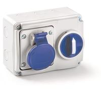 Interrupteur pour prise de courant, IP44, 16 A, 220 V, gris/bleu, verrouillage horizontal