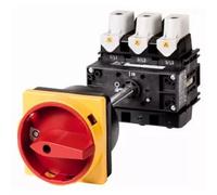 Interrupteur principal Eaton, P5, 125 A, montage en saillie, 3 pôles, fonction d'arrêt d'urgence, avec poignée rotative rouge et bague de verrouillage jaune, verrouillable en position 0 280914