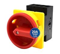 Interrupteur principal Intratec 20A 4 pôles - Sectionneur de charge IP65 pour montage en façade - Interrupteur d’arrêt d’urgence industriel - Commutateur rotatif sécurisé 230V 400V