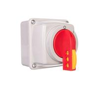 Interrupteur rotatif 0-I, 3 pôles, 25A, avec boîtier verrouillable, indice de protection IP65, bornier E25-13/5, référence 952583