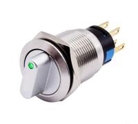 Interrupteur rotatif en acier inoxydable 19 mm avec LED 3 positions 2NO2NC pour machines CNC industrielles momentanément autoajustable 3-6 V IP66 (vert)
