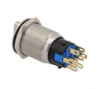 Interrupteur rotatif en acier inoxydable de 19 mm, 3 positions, 2no2nc, bouton poussoir avec anneau lumineux LED IP66, étanche pour équipement industriel Cnc 12-24 V, rouge (vert)