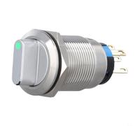 Interrupteur rotatif en acier inoxydable de 19 mm de type verrouillage pour 2 positions de contrôle 3 à 6 V CC Indicateur LED IP66 IK09 (vert)