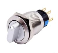 Interrupteur rotatif en acier inoxydable de 19 mm de type verrouillage pour 2 positions de contrôle 3 à 6 V CC Indicateur LED IP66 IK09 (Blanc)