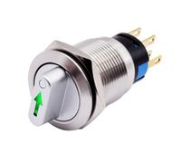 Interrupteur rotatif momentané 19 mm 3-6 V 2 positions 1NO 1NC en acier | Boîtier IP66 IK09 indicateur LED pour machine CNC instrument industriel