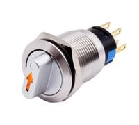 Interrupteur rotatif momentané 3 positions 2NO2NC avec contacts argentés 12 V 24 V IP66 étanche IK09 Protection pour instruments et panneaux de commande (blanc)