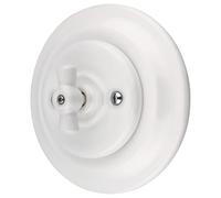 Interrupteur rotatif rétro encastré, en porcelaine, tout-en-un, série PR1, blanc