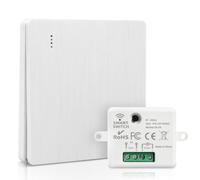 Interrupteur Sans Fil avec Récepteur, RF 433MHz 2200W/10A, Portée 50m | Interrupteur d'éclairage avec 1 Interrupteur et 1 Récepteur Kit, Va et Vient Télé pour Contrôle Éclairage et Ventilateurs