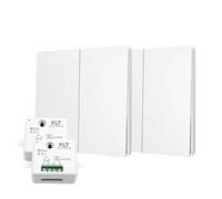 Interrupteur sans fil et sans pile Auto alimenté - Écologique - Qualité Pro - Va et vient RF 2 télécommande double allumage + 2 relais radio encastrable - Longue Distance - Intérieur Extérieur IP64