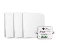 Interrupteur sans fil et sans pile Auto alimenté - Écologique - Qualité Pro - Va et vient RF 3 télécommande + 1 relais radio encastrable - Longue Distance - Intérieur Extérieur IP64