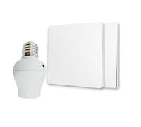 Interrupteur sans fil et sans pile Auto alimenté - Écologique - Qualité Pro - Va et vient RF - KIT 2 télécommande mural + 1 Douille à vis E27 Adaptateur Radio - Longue Distance - 200 m