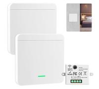 Interrupteur Sans Fil Kit 2 Interrupteur Va et Vient 1 Récepteur sans WiFi | sans Câblage, 10A 230V 433MHz Étanchéité IP65,pour Lampe Jusqu'à 1500W Interrupteur Radio D'éclairage Télécommandé Portée 30m
