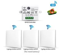 Interrupteur sans fil RF433 auto-alimenté, énergie cinétique sans batterie, signal longue portée qui pénètre les murs, installation facile pour la maison 1V1 B