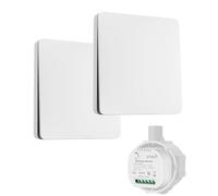 Interrupteur Sans Fil Sans Pile, Kit Va et Vient avec 2 Interrupteurs et 1 Récepteur 15A, Commande à Distance pour Éclairage, Compatible Interrupteurs Traditionnels, Sans Scintillement LED, Blanc