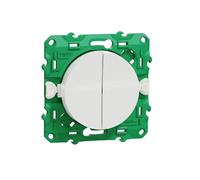 Schneider Electric - Interrupteur double Odace S520114 - Sans fil et sans pile - Blanc