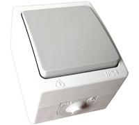 Interrupteur simple étanche - saillie - va-et-vient- IP54 - gris