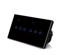 Interrupteur Tactile 2 Voies Verre Tempéré WiFi(6 Gang 2Way) | Panneau verre trempé, design élégant, résistance rayures, touche sensible, installation murale standard