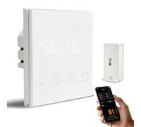 Interrupteur Tactile 4Voies Mini Capteur Température D'humidité D'intérieur | Tuya Mural Tactile Smart Wall Light Switch avec Rétroéclairage Numérique WiFi 2,4GHz(Conducteur Neutre Requis)pour Smart Life