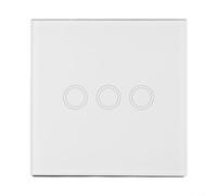 Interrupteur tactile à 3 voies de type 86, panneau en verre, interrupteur mural monophasé pour LED/ampoules à incandescence 3-300 W, interrupteur électronique sans conducteur neutre, noir (blanc)