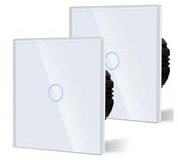 Interrupteur tactile avec panneau en verre, indicateur LED, 1 interrupteur, 2 fonctions