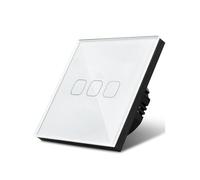 Interrupteur Tactile Commutateurs D'éclairage Intelligents, Étanche, 1/2/3 Boutons, Interrupteur Tactile, Capteur Standard 220V, De Lampe Murale, Module Panneau En Verre Trempé(3 Gang White)
