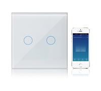 Interrupteur tactile connecté WiFi 2 gang - Panneau verre trempé, Tuya/Smart Life, compatible Alexa/Google