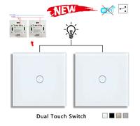 Interrupteur tactile double 1Gang 2 voies NYWP EU 86*86mm avec panneau en verre trempé, pour escalier et chambre, sans Wi-Fi 1gang-USB-C-grey