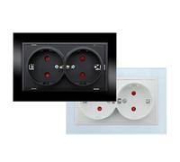 Interrupteur tactile double blanc avec cadre individuel, design moderne, installation facile, idéal pour contrôler les lumières dans les maisons et les bureaux.
