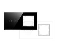 Interrupteur tactile double noir avec cadre individuel - Contrôle intelligent de l'éclairage, installation facile et design moderne pour la maison.