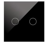 Interrupteur tactile double Wi-Fi en verre, noir, à encastrer, avec contrôle via application