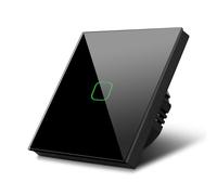 Interrupteur d'éclairage tactile LED - Maclean - Verre noir - 1000W - 86x86 mm - Intérieur