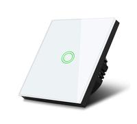 Interrupteur d'éclairage - Maclean - Tactile LED - Verre blanc - 1000W - 86x86 mm